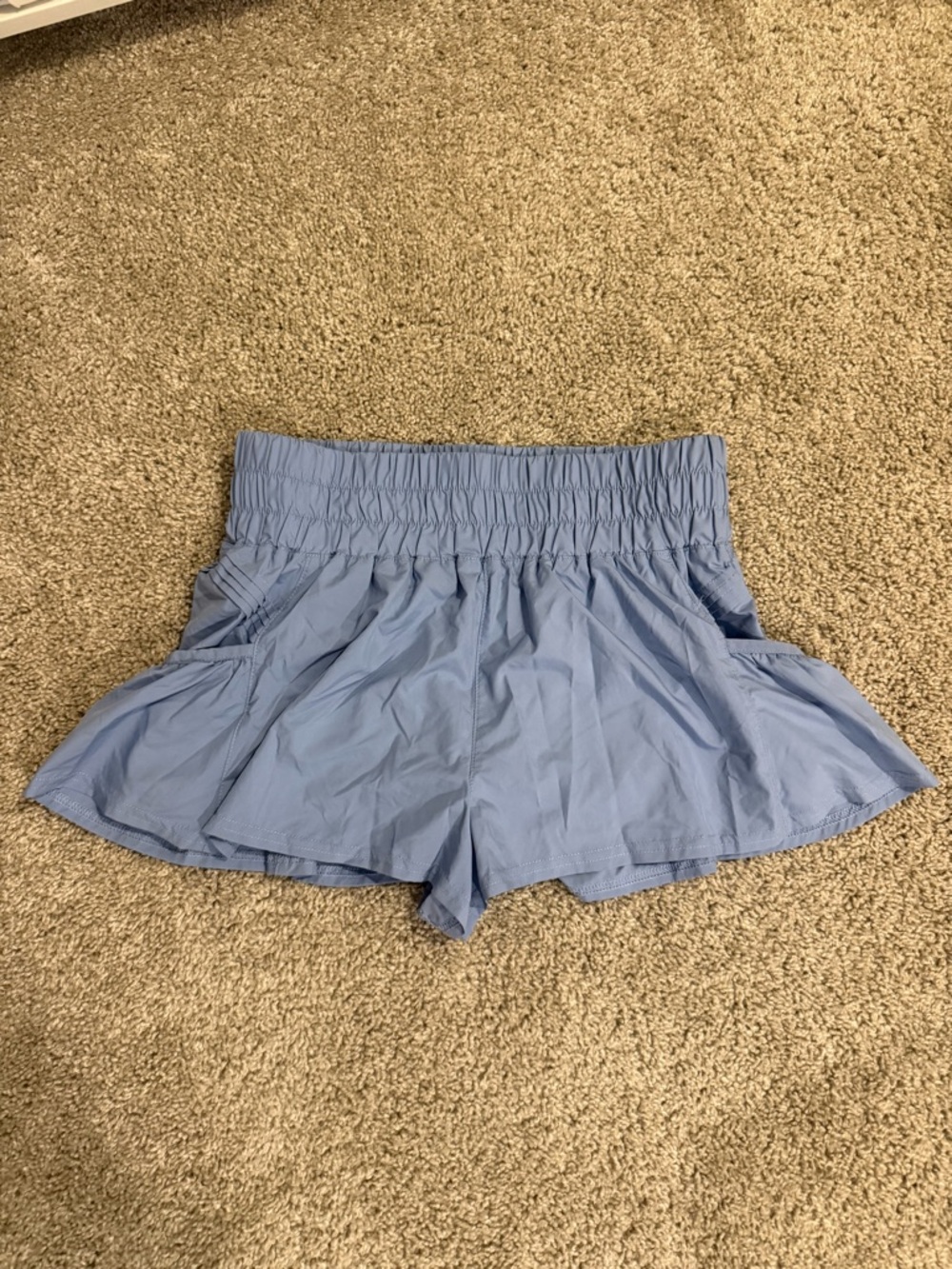 FP Movement by Free People Powder Blue Smocked-Waist Athletic Shorts